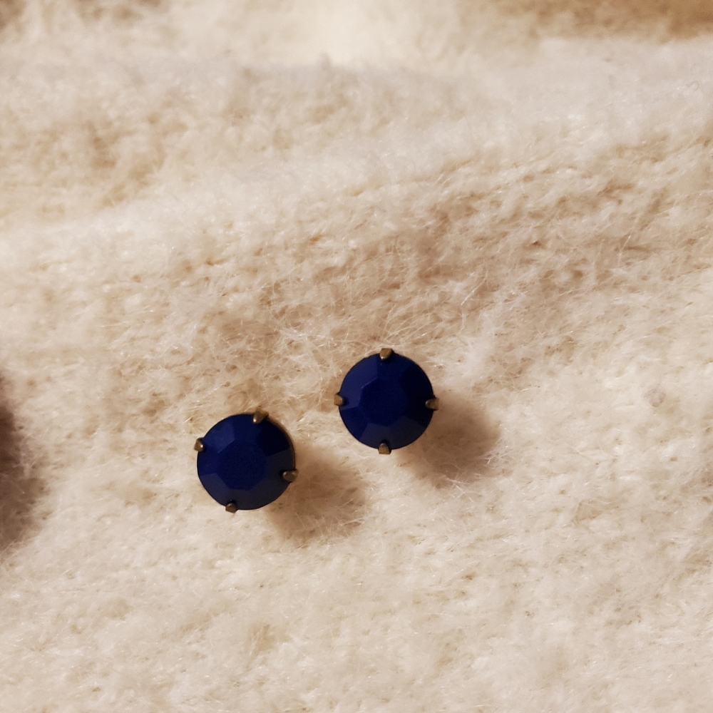 Blue Czech Glass Studs